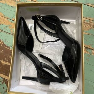 Black patent leather high heels
